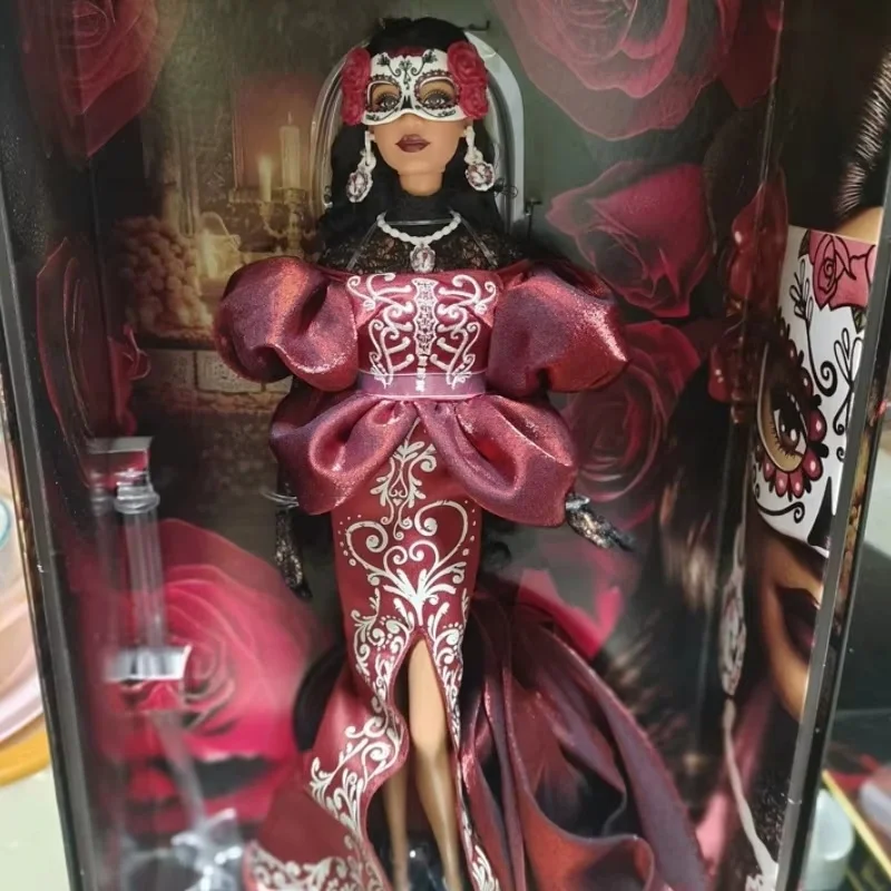 New Original Barbie Signature 26 Dia De Muertos Collector Doll Red Velvet Evening Dress Limited Edition Collection Surprise Gift