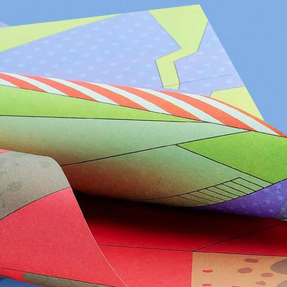 Paper Handmade Colored Paper Set Art Learning Montessori Airplane Origami Set Folding 3D Versatile Paper Aircraft Toy