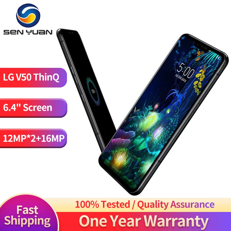 Original LG V50 ThinQ 4G LTE 5G Cell Phone 6.4' 6GB RAM 128GB ROM Dual Front Triple FingerprRear Camera LG V50 Mobile Phone