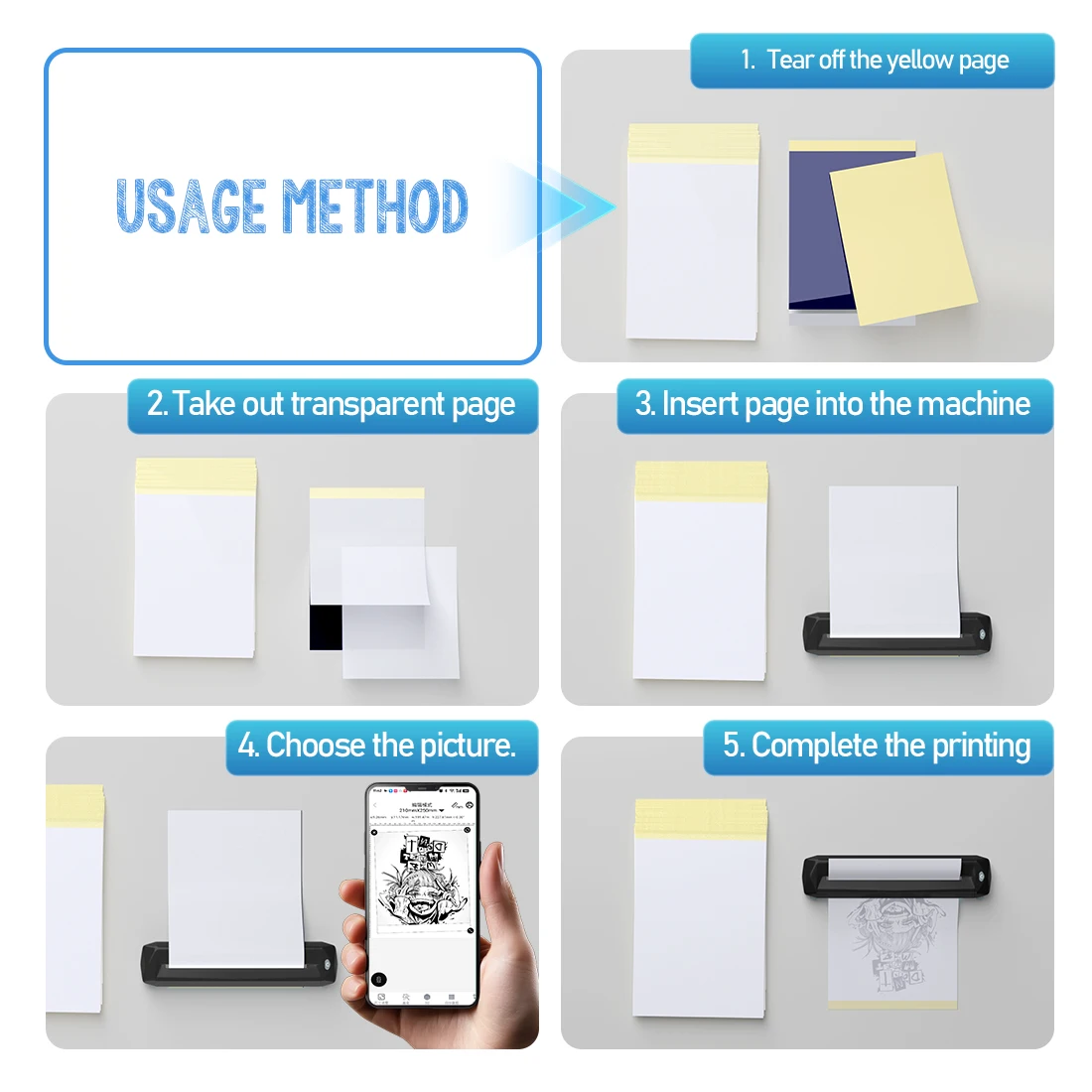 KVM 100Pcs Tattoo Transfer Paper A4Paper Size Thermal Copier Stencil Paper for Tattoo Transfer Machine Tattoo Supplies Accessory