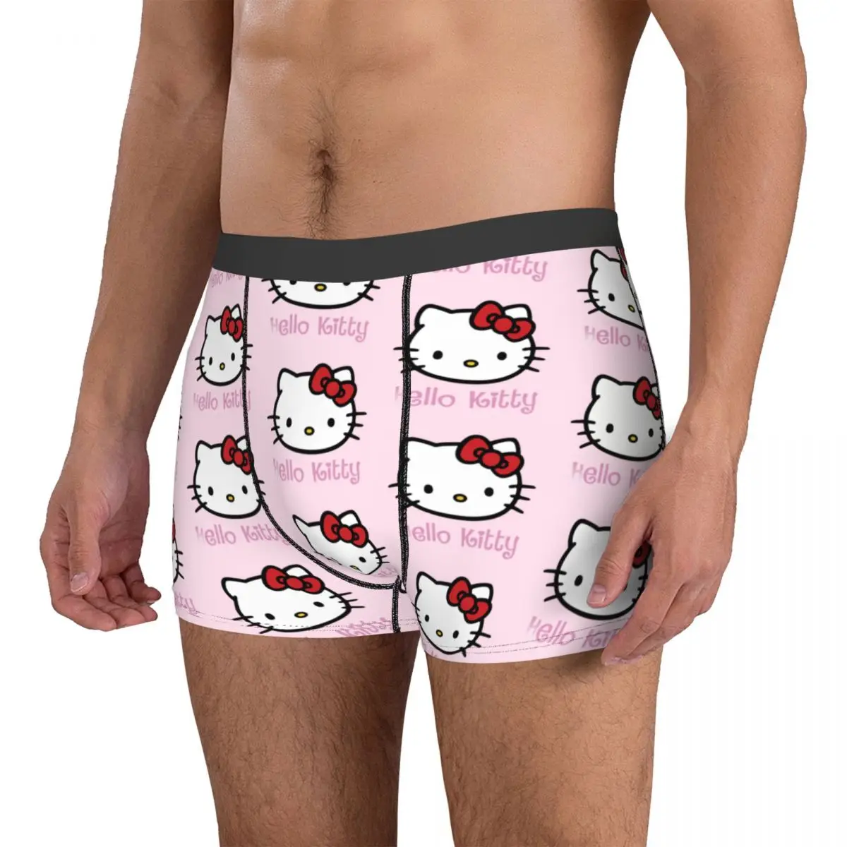 Funny Boxer Hello Kitty Face Shorts Panties Briefs Men Underwear Breathable Underpants for Homme S-XXL