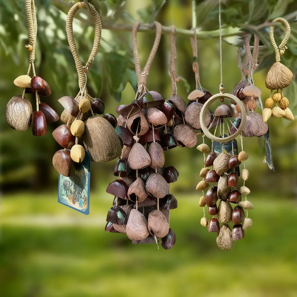 Carillon éolien en coquille de fruits, cloches à main, guérison sonore, Yoga, méditation, clochette faite à la main, Instruments de musique ASMR, Percussion