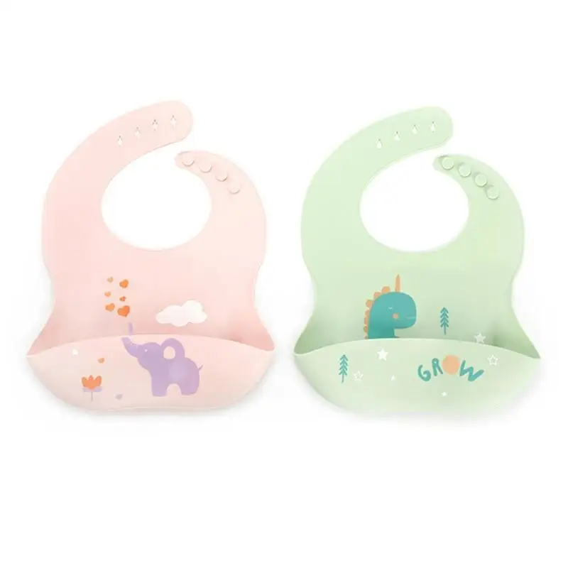 E8BD Girl Boy Bibs Cloths Silicone Baby Bib Adjustable Infant Bibs Waterproof For Newborn Silicone Bibs For Girls Boys Gift