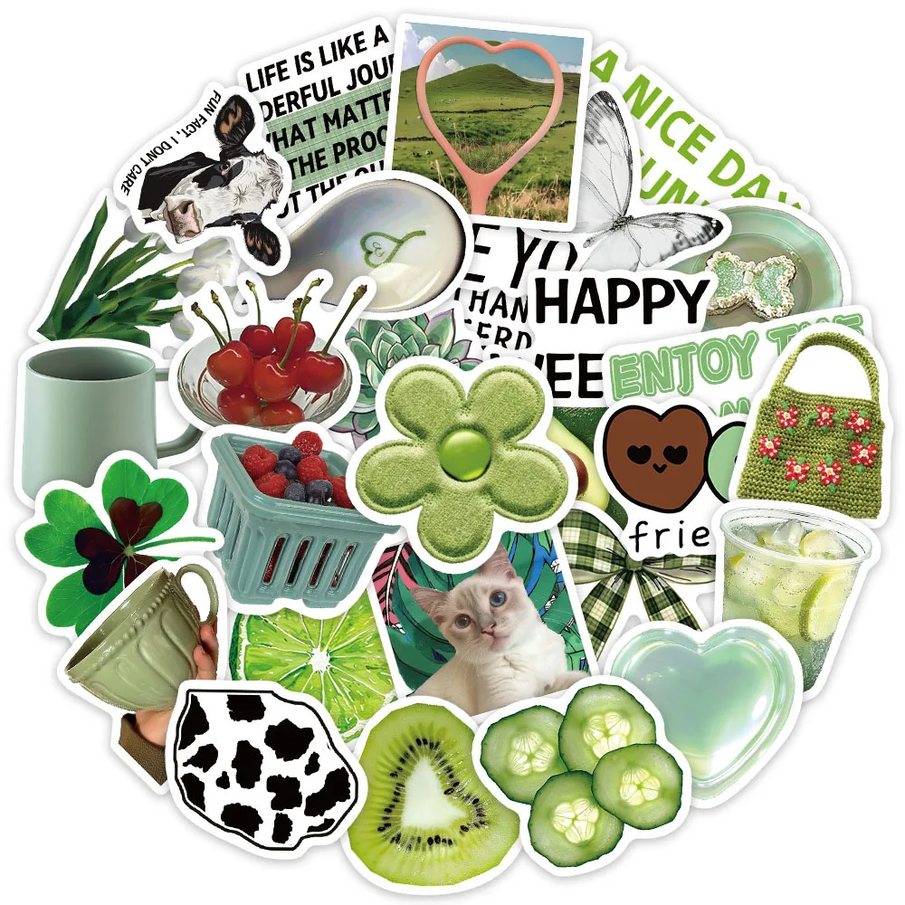 10/30 個グリーンアイスティーステッカー美的コミュニティコーヒー電話荷物ラップトップスケートボードアート画像コミュニティ寮