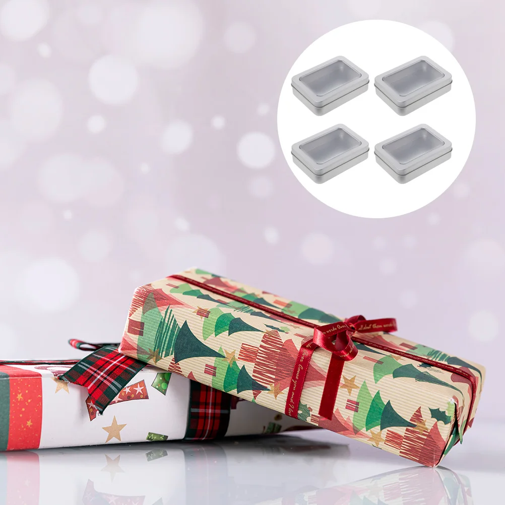 4Pcs USB Flash Drive Storage Tinplate Boxes Durable Rectangular Storage Organizer for Keys Jewelry Pills Cigarettes