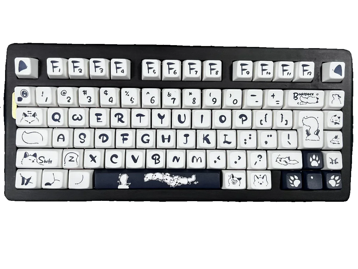 Imagem -05 - Simples Preto e Branco Fox Keycap Sublimação Completa Pbt Keycap Cute Animal Keycaps 137 Chaves Altura Mda