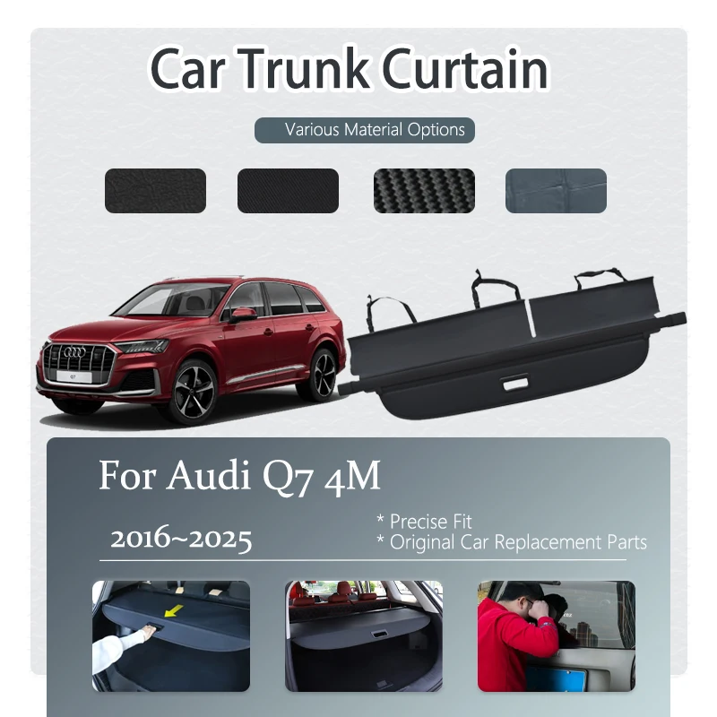 

Car Trunk Curtain Cover For Audi Q7 4M 2016~2025 Retractable Trunk Luggage Rack Partition Shelter Anti-peeping Carro Accessories