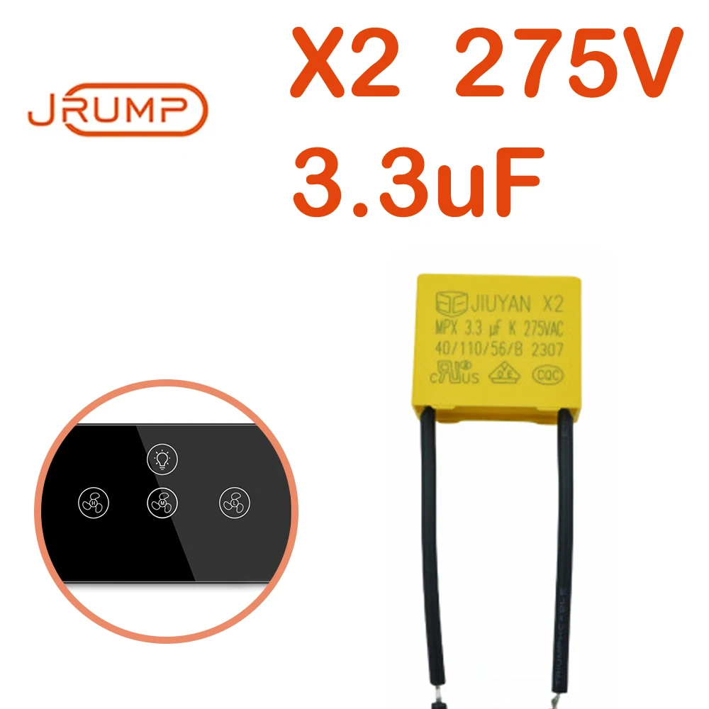 JRUMP X2 Series 275V 3.3uF Safety Capacitor - EMI Filter for Switching Power Supply, Compact Size, Anti-EMI, Flame Retardant