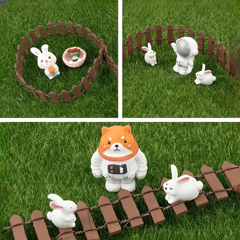 6pcs Miniature Wooden Fence Set, Durable Outdoor Decorative Fence with suitable for gardens Smooth Edges, Easy  Assembly