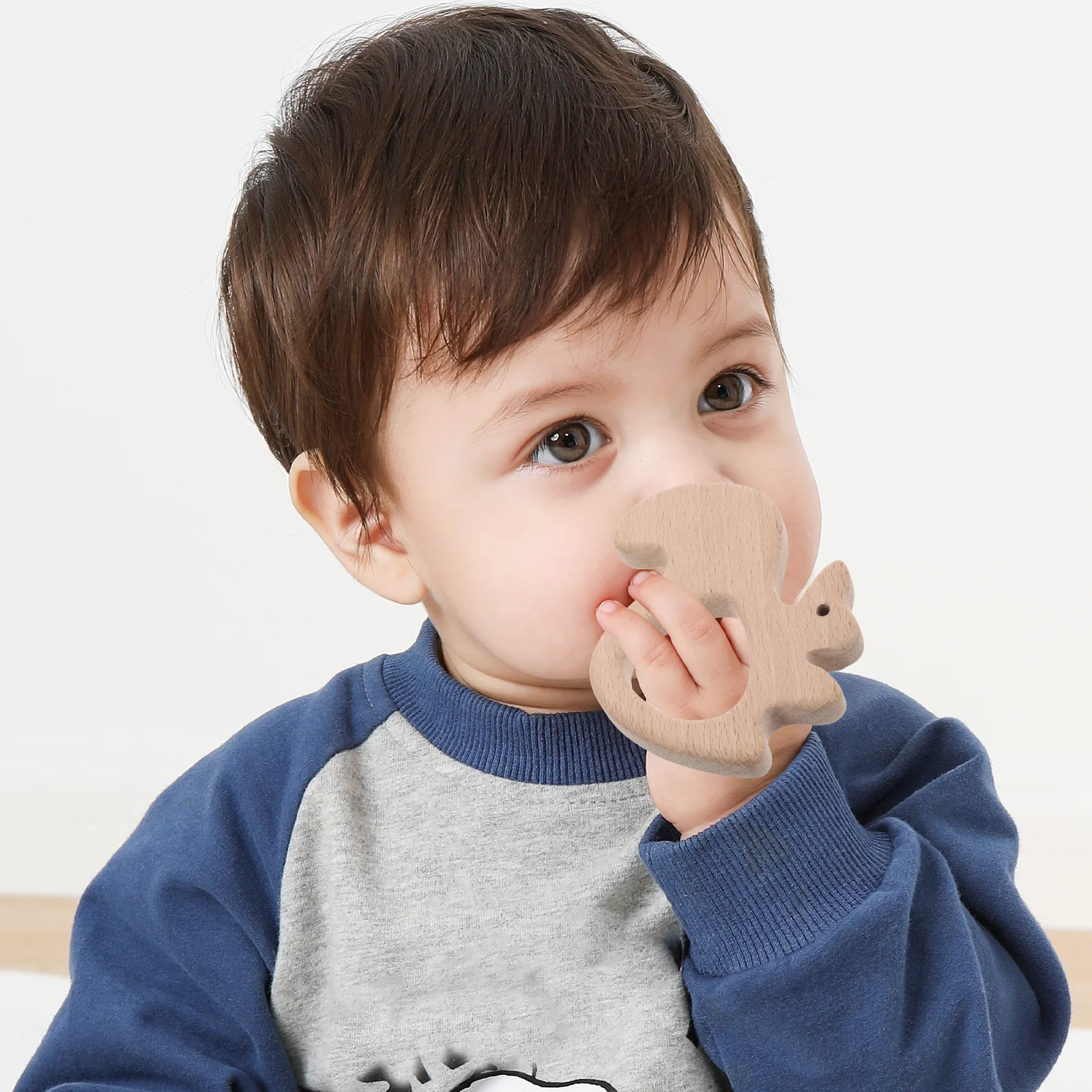 Entzückender Kauer aus Holz in Tierform für Babys, Zahnstäbchen aus natürlicher Buche, sensorische Entwicklung, Montessori-inspiriertes Kleinkind