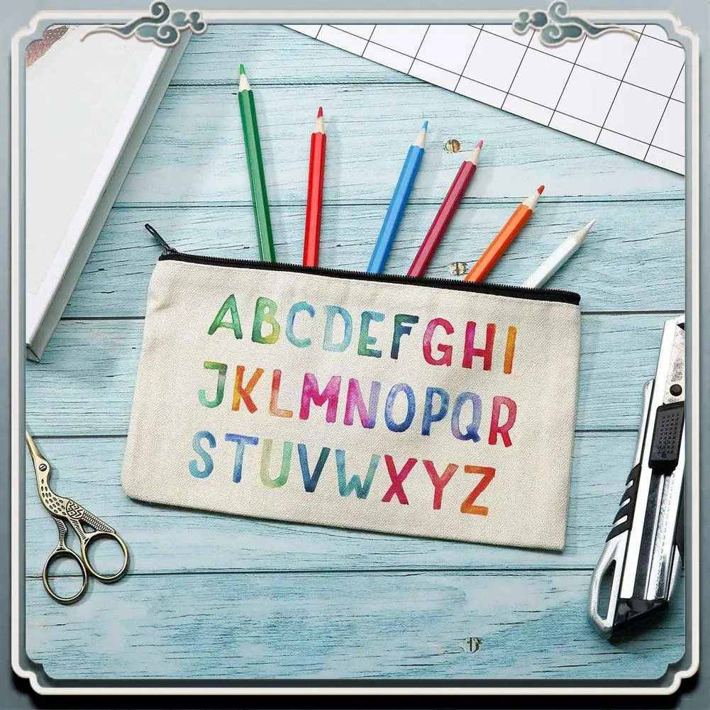 ABIJ-20Pcs Canvas Makeup Bags Zipper Pouch Bags Pencil Case Blank DIY Craft Bags With 18 Pieces Canvas Makeup Bag