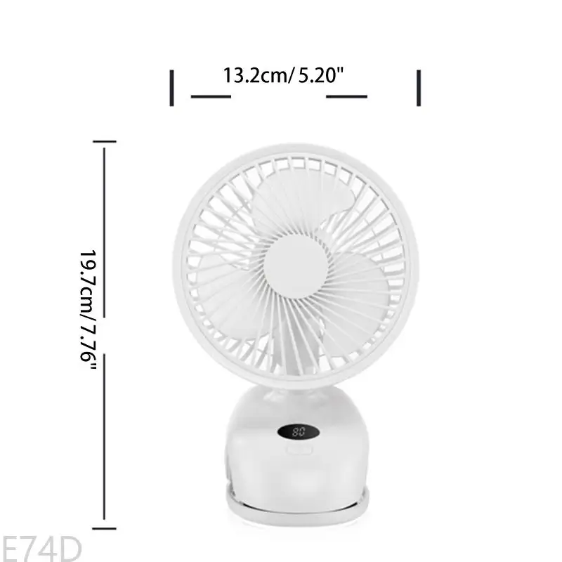 مقطع E74D على مروحة مروحة صغيرة 4 مع مروحة صغيرة مع تدفق الهواء القوي المكتبي مروحة 3600mAh USB