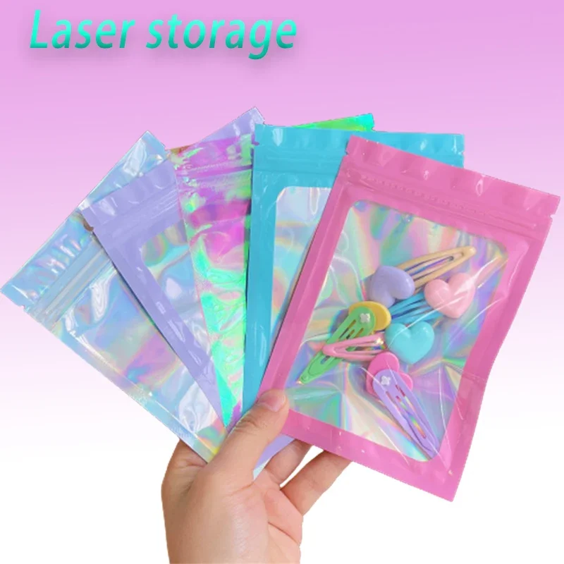 1/5/20pcs Laser Color Self-sealing Bag Jewelry Cosmetic Packaging Bag Color Plastic Sealed Bag Nail Art Packaging Bags