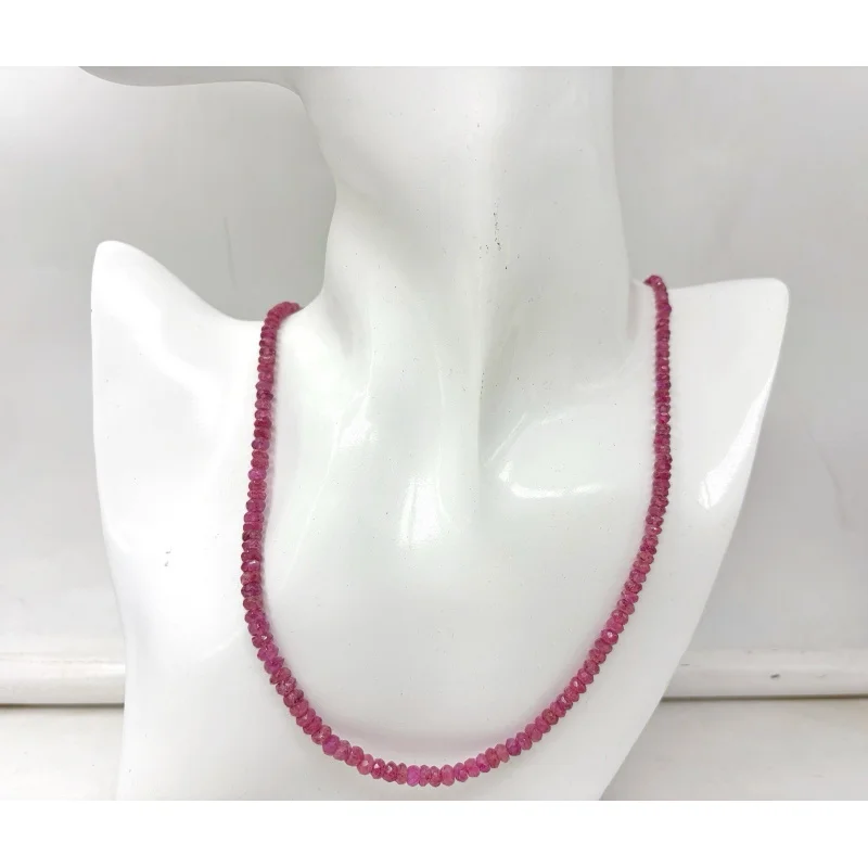 

Elegant Pink Ruby Necklace 20” Round Faceted 4–5mm Sterling Silver