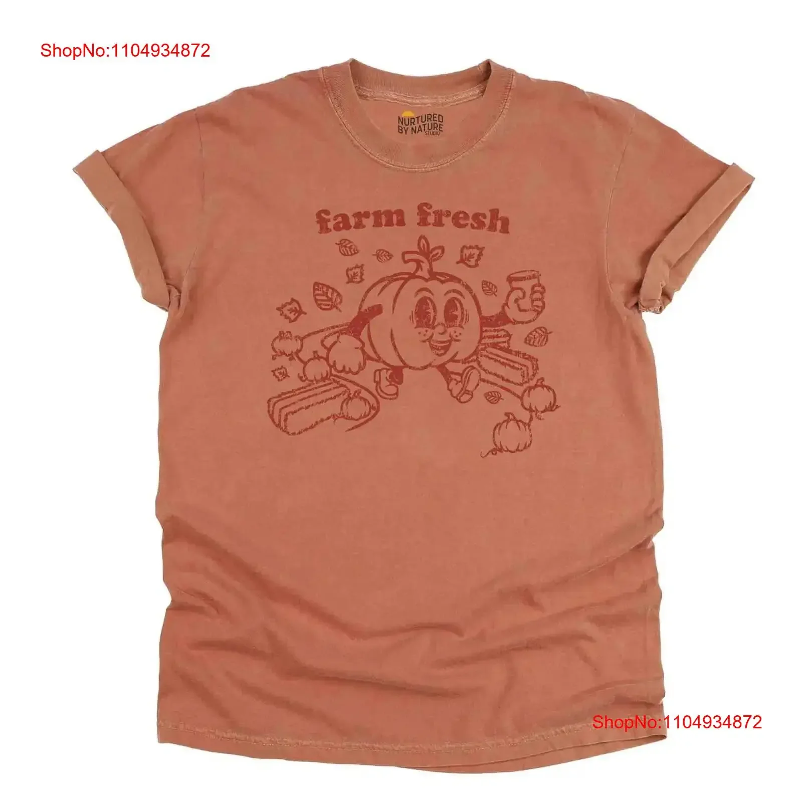 

Cute Retro Fall T Shirt Farm Fresh Pumpkins Style Cozy Season Nurtured by Nature Studio vintage Washed Soft Versatile fashion