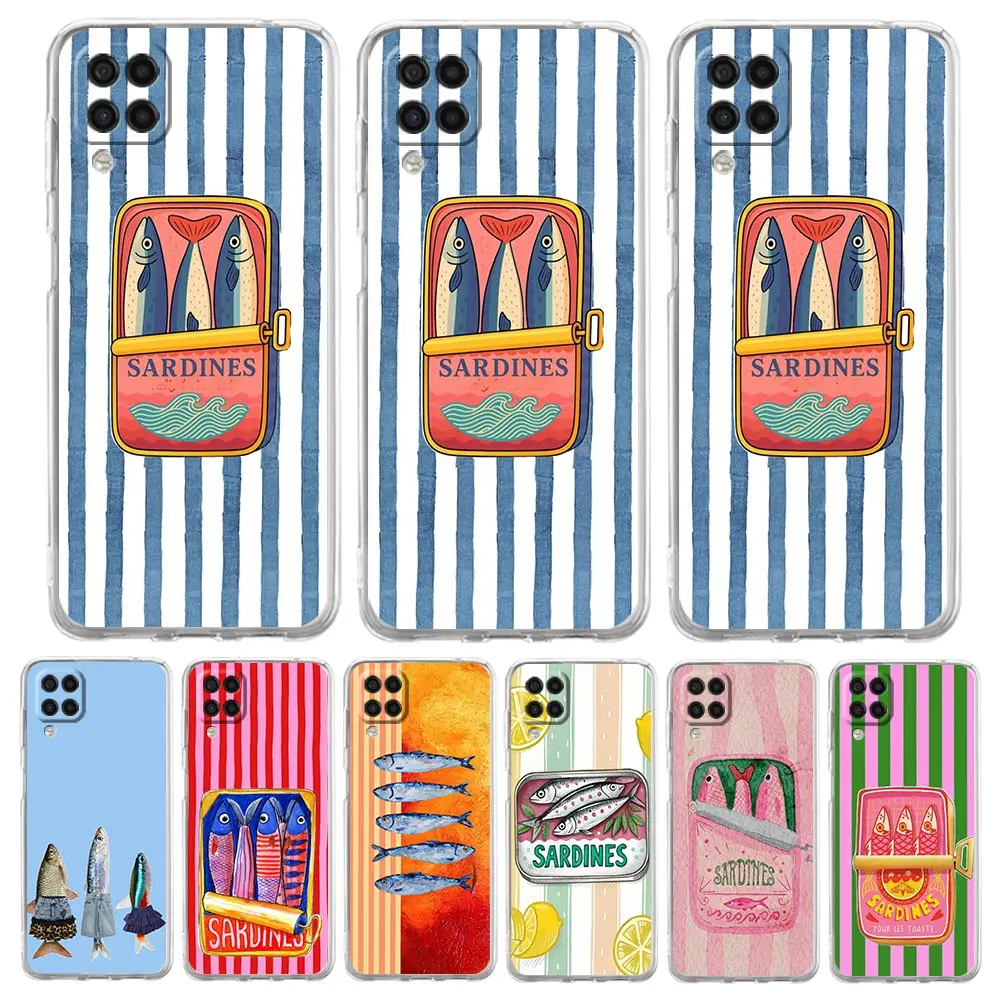 Phone Case For Samsung A17 A15 A13 A51 A71 A41 A07 A05S A35 A55 A23 A25 A33 A53 A73 A57 A37 5G Cover Fish Sardines Fashion