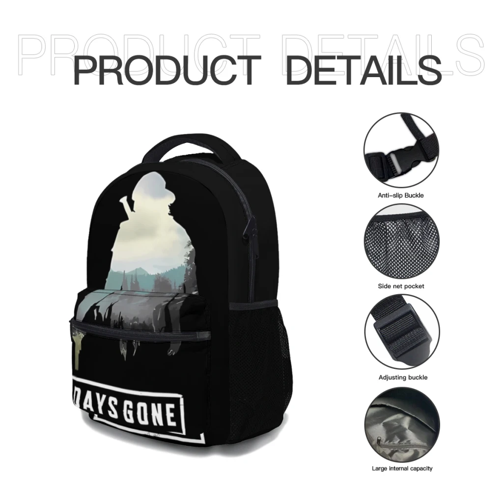 Days Gone Game-mochila universitaria impermeable de alta capacidad para niñas, mochilas escolares para ordenador portátil, 17 pulgadas ﻿ ﻿