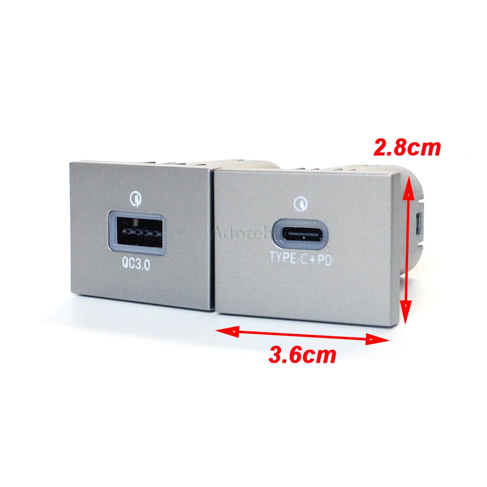 New Car USB Charger PD Fast Phone Charger QC3.0 TYPE-C Socket Adapter Button For Ford Focus MK2 2004-2011 C-max Kuga MK1 2010