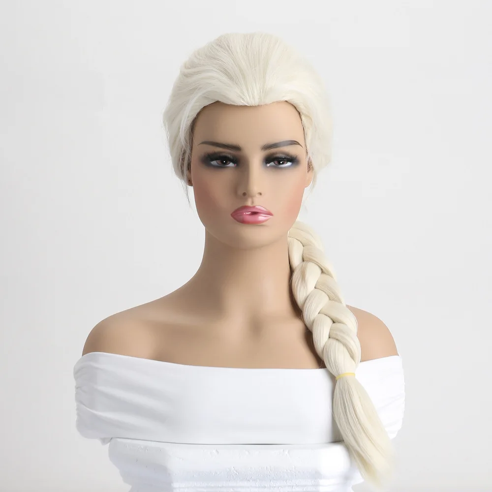 Synthetic Princess Wig Blonde Braided Wig For Woman Cosplay Anime Fake Hair Halloween Costume Wigs