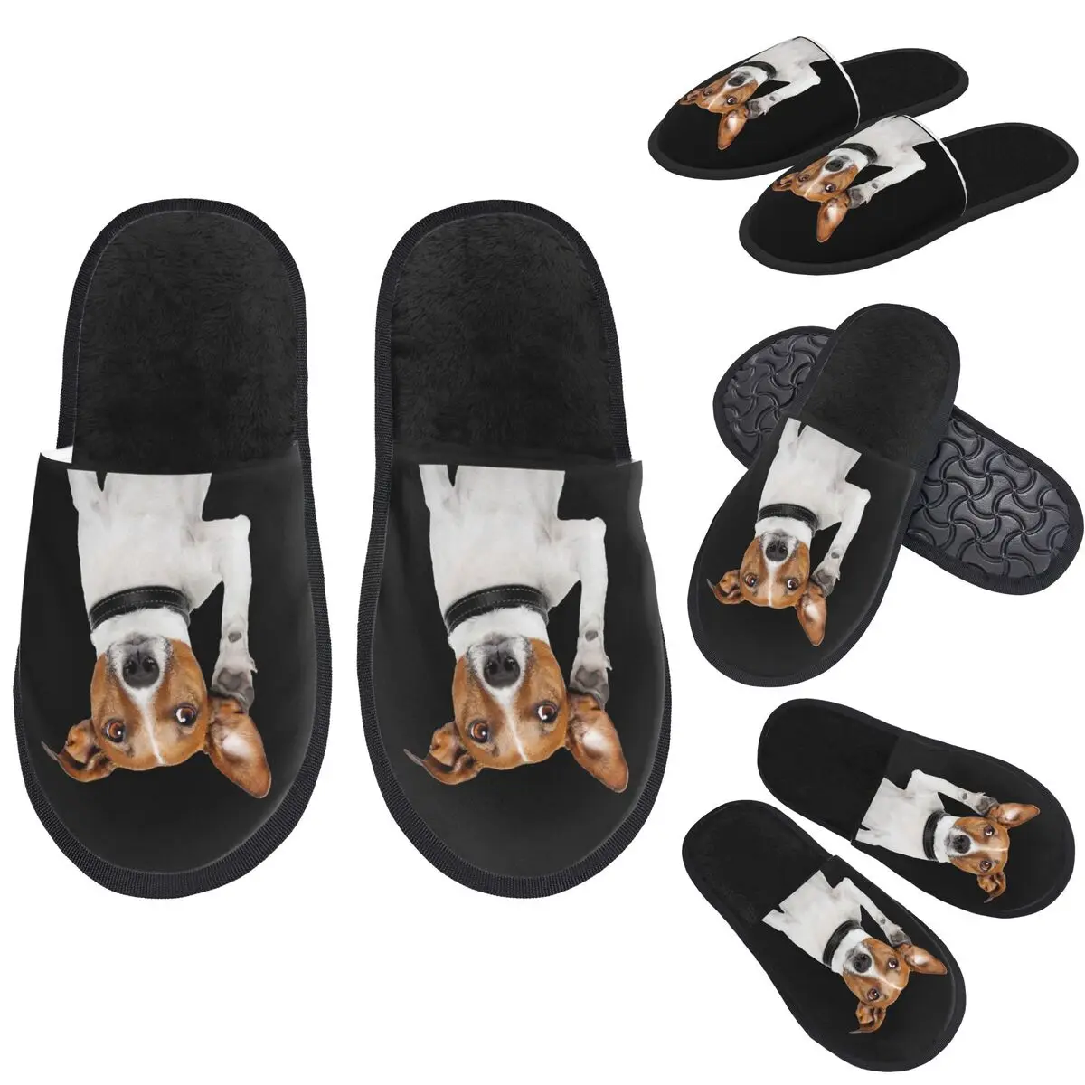

Забавные тапочки для собак Джек-рассел-терьера на заказ, теплые мягкие женские домашние тапочки из пены с эффектом памяти, домашняя уютная обувь
