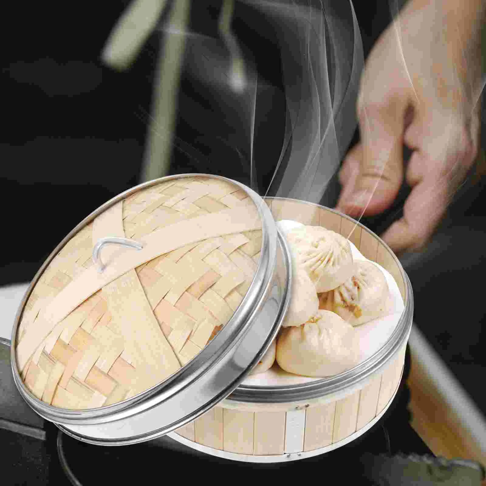 

Snack Basket Bamboo Steamer Pot to Make Rice with Lid Stainless Steel Kitchen Cooking