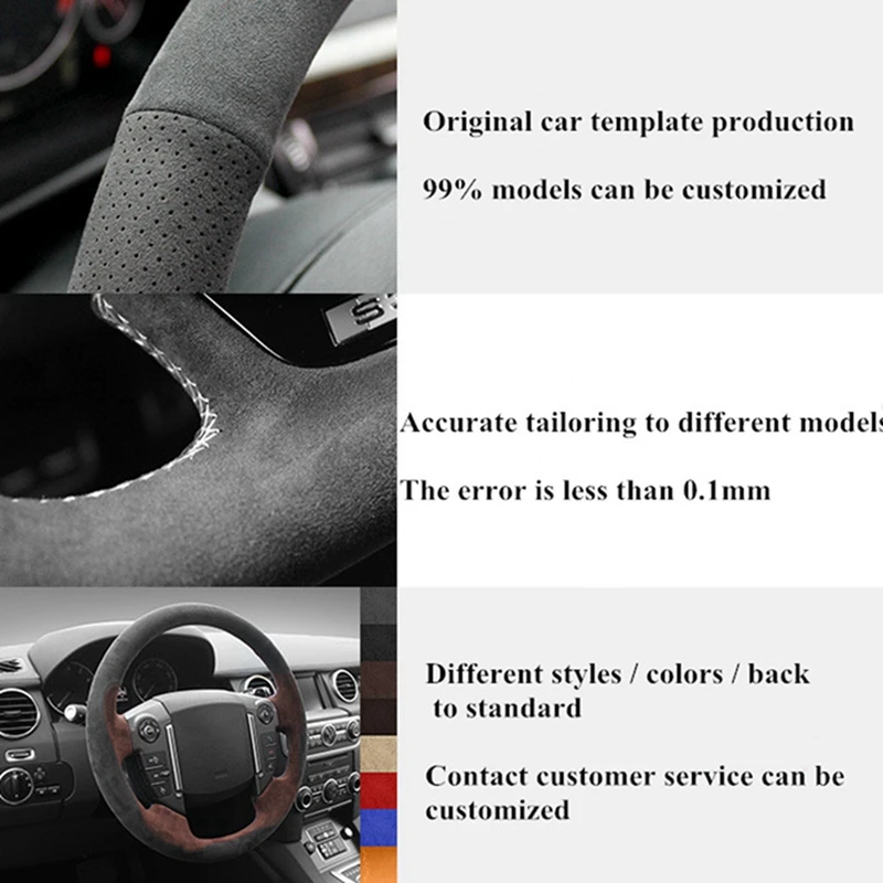 Car Steering Wheel Cover Customized Anti-Slip Black Suede Genuine Leather For BMW E90 E91E92 E93 E87 E81 E82 E88 325i 330i 335i