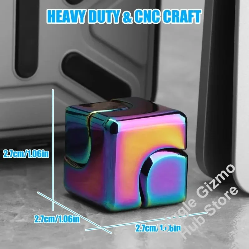 Wytrzymały metalowy fidget spinner w kształcie kostki, żyroskop dla dorosłych, antystresowy spinner do ręki, przenośny gyro do palców EDC