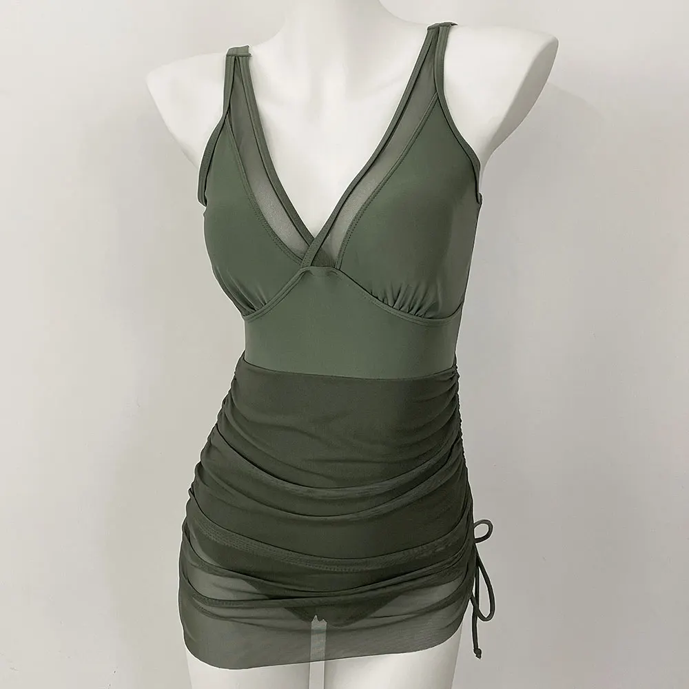 قطعة واحدة ملابس السباحة النساء 2025 الصلبة شبكة المرقعة ملابس السباحة مثير رفع Monokini سيدة البرازيلي شاطئ ثوب السباحة ملابس سباحة نسائية صغيرة