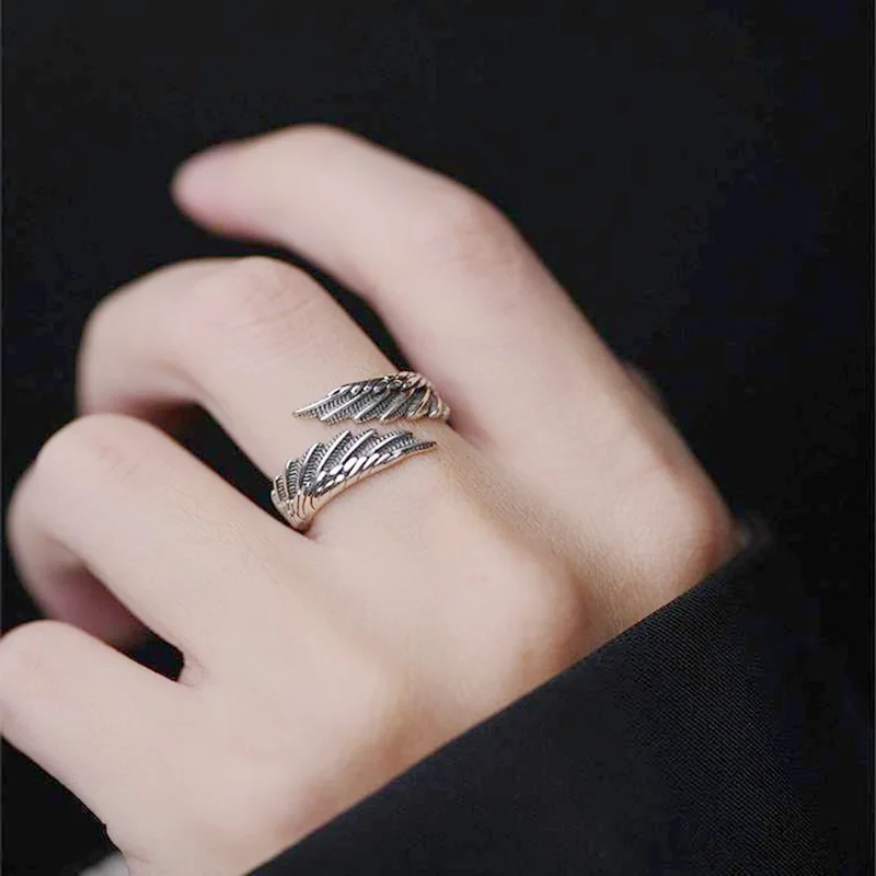 Silver Angel Wing Feather 1Pc Stackable Open Rings For Women Beautiful Luxury Jewelry Accessories Prevent Allergy