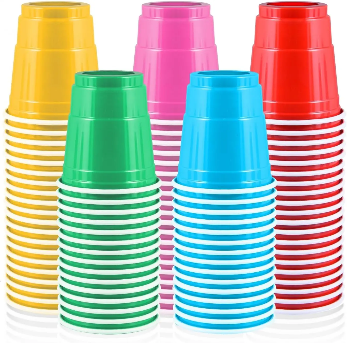 12Colors Choice 150PCS 2OZ Mini Party Cups Plastic Shot Glasses Red Disposable Cups for Christmas Birthday Wedding  Party