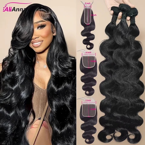 Body Wave Human Hair Bundles With A Closure 2x6 HD Lace Closure Human Hair Bundles With 4x4 Closure 5x5 Brazilian Bundle Deals
