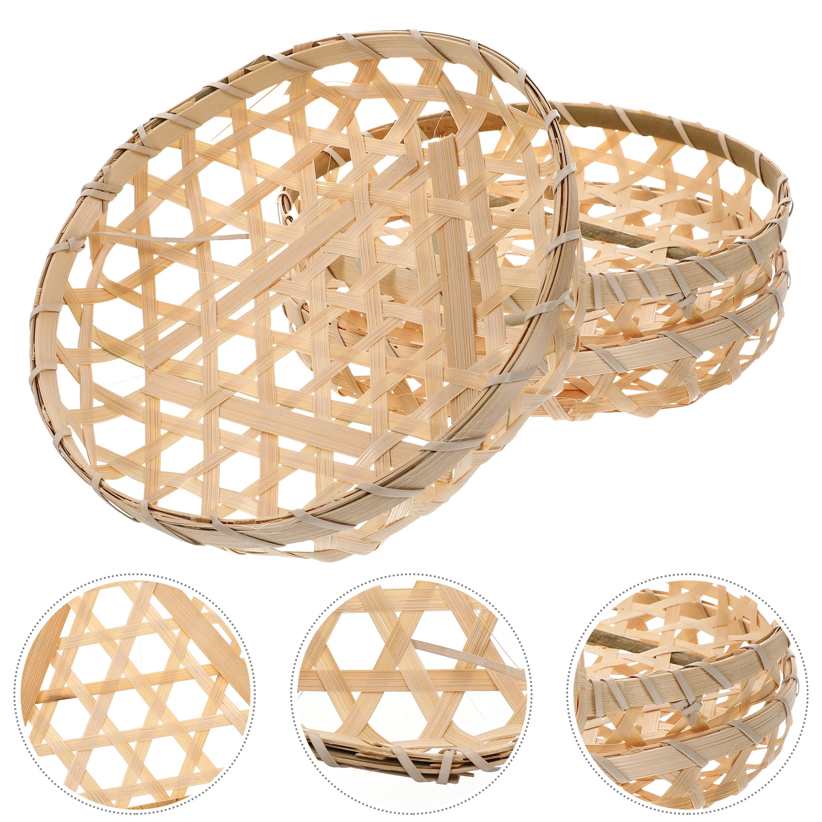 

3Pcs Stackable Egg Basket Bamboo Round Storage Basket for Kitchen Fruits Vegetables Bread Seafood Serving Gathering Woven