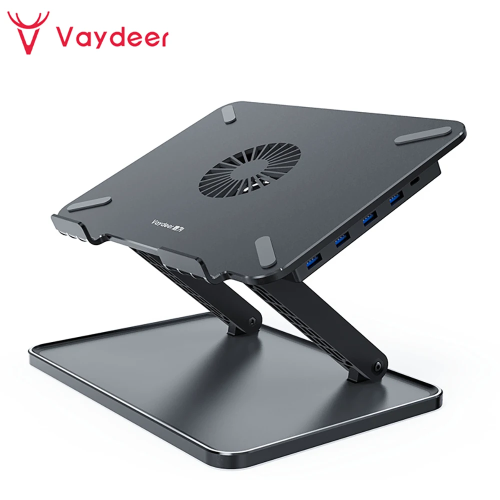 usb docking station laptop stand com ventilador de refrigeracao ajustavel usb30 hub suporte para pc portatil para macbook ipad tablet holder 01