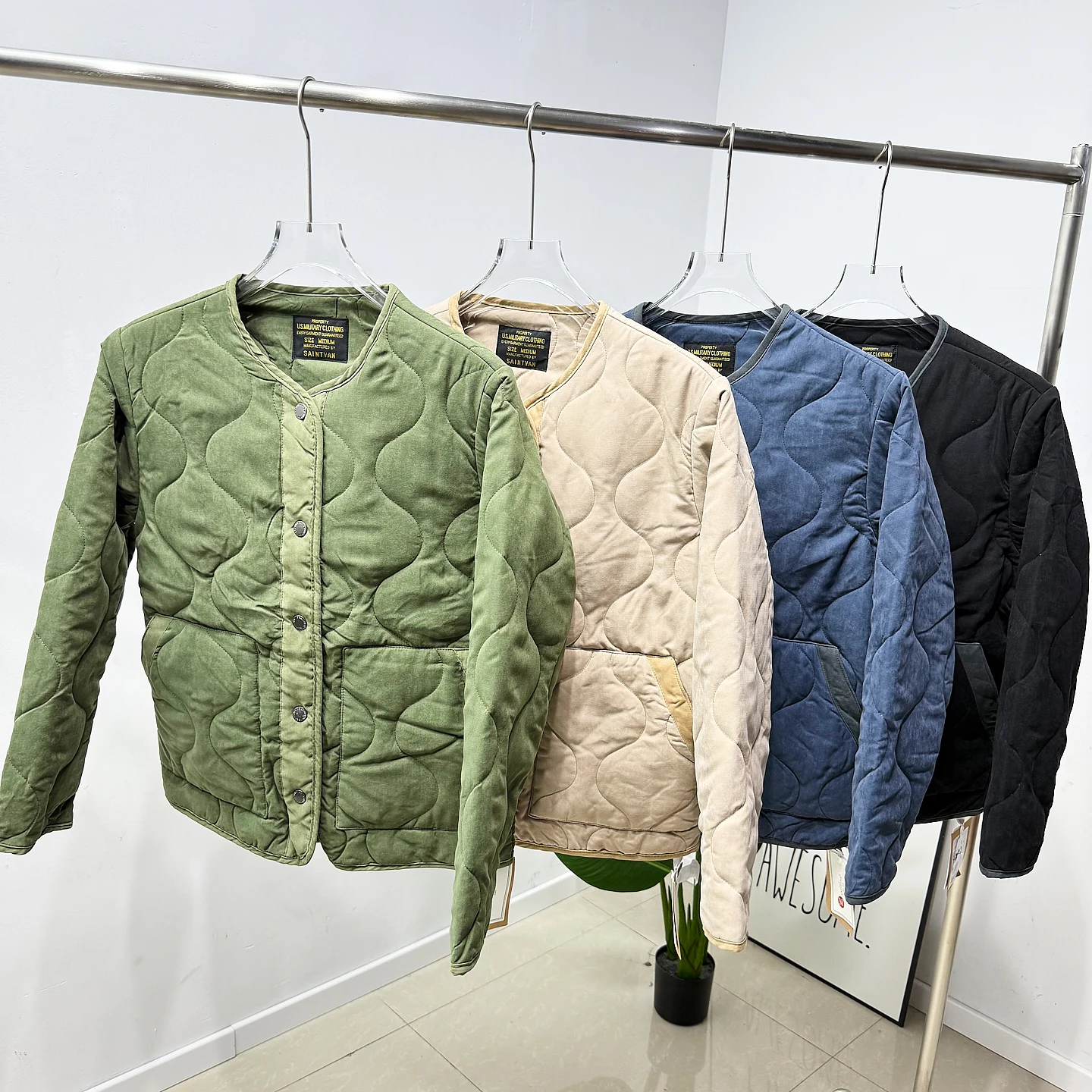 

New Sle Loose Casual Unlined down Cotton Jaet Men's Autumn Winter Warm Trendy Button up Long Sve Pure Color Cleanfit