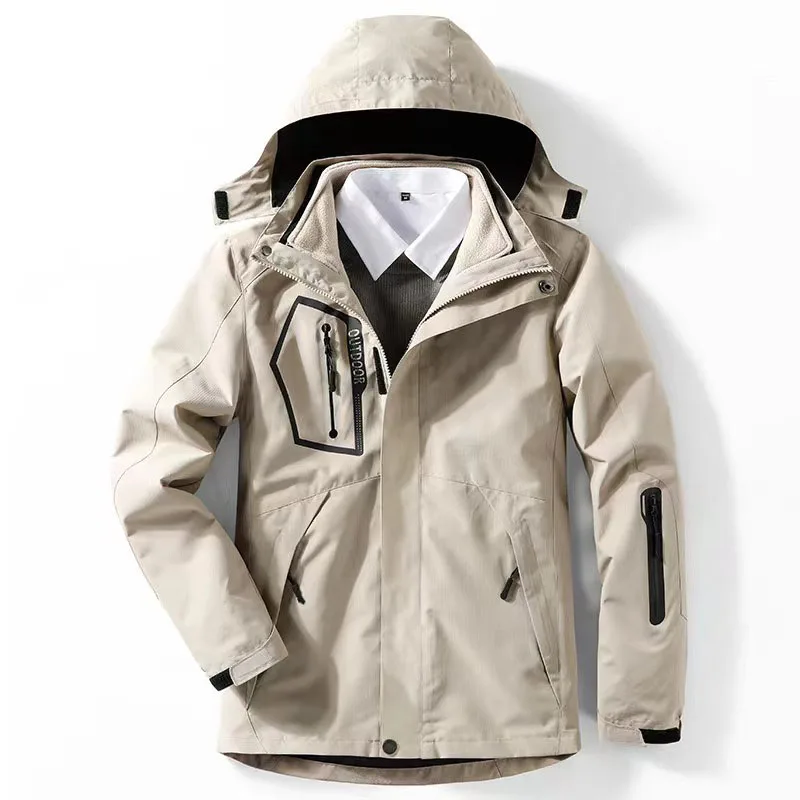 

Женская зимняя парка 3-в-1, толстая теплая зимняя куртка с бархатным термокапюшоном, водонепроницаемое и ветрозащитное стеганое пальто с принтом