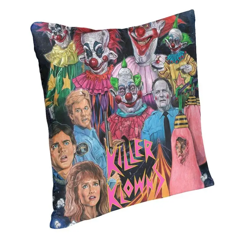 Killer Klowns From Outer Space Funny Horror Movie Cushion Cover Sofa Home Decorative Square Throw Pillow Cover 45x45cm