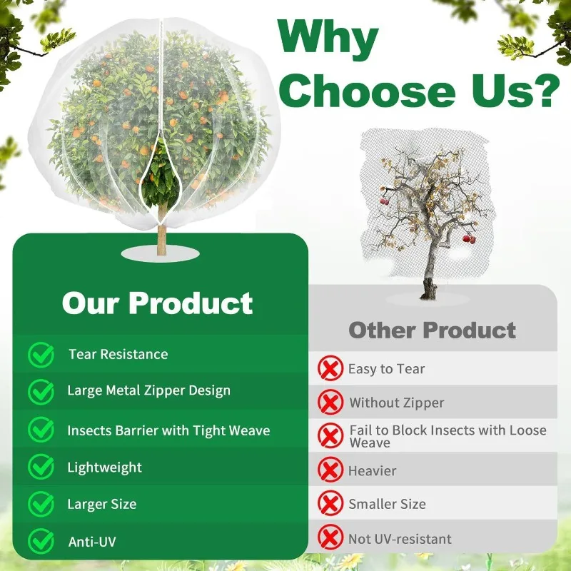 Big fruit tree insect-proof mesh bag with zipper drawstring Plant insect-proof cover Fruit tree mesh cover Insect bird net