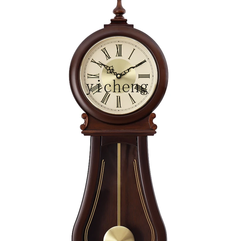 YY European Style Clock Living Room Solid Wood Quartz Clock New Chinese Retro Creative Clock