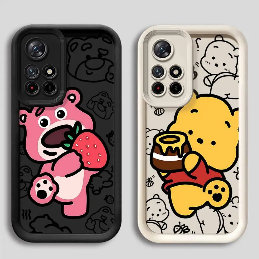 Disney Strawberry Bear Winnie Phone Case for Xiaomi Redmi 12C 13C 12 A1 A2 Plus A3 A3x Poco X3 Pro C50 C51 C61 X3NFC Cover Shell