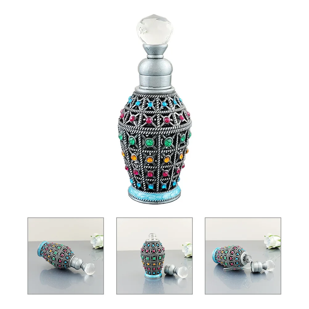 Refillable Vintage Perfume Bottle Glass and Alloy Travel Size Essential Oil Bottle Leak Resistant Airtight Closure for Perfume