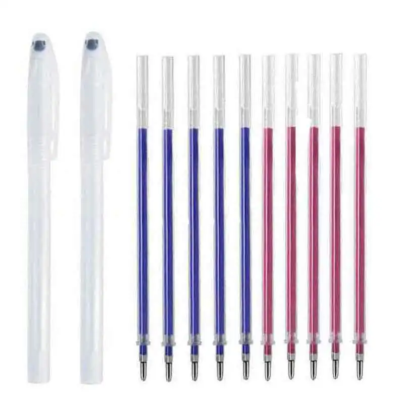 

11/12pcs Fabric Marker Heat Erasable Pen Refill Set for DIY Patchwork Dressmaking High Temperature Disappearing Washable Handle