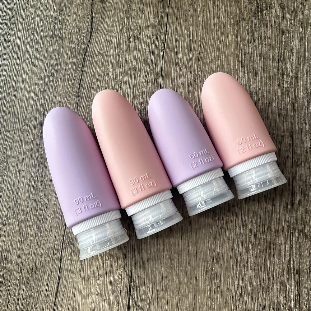 2pcs/set Travel Bottle 2oz 3oz Silicone Squeezable Containers for Toiletries, Refillable Travel Essentials 2026 Gym Accessories