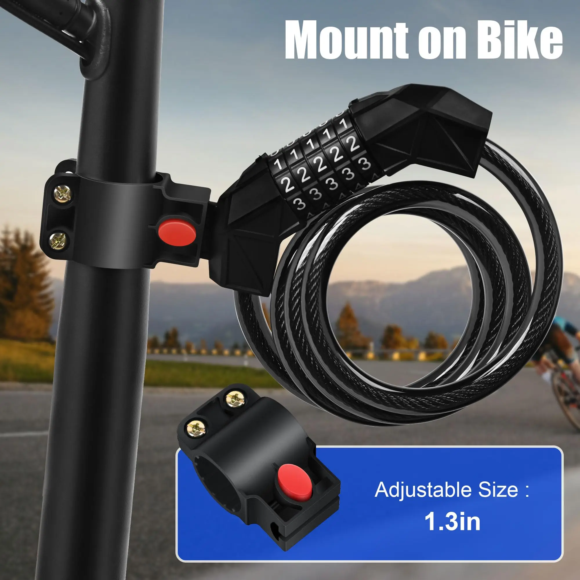 

Steel Cable Lock Combination Number Password Locks 4 Feet Resettable Lock With Mounting Bracket