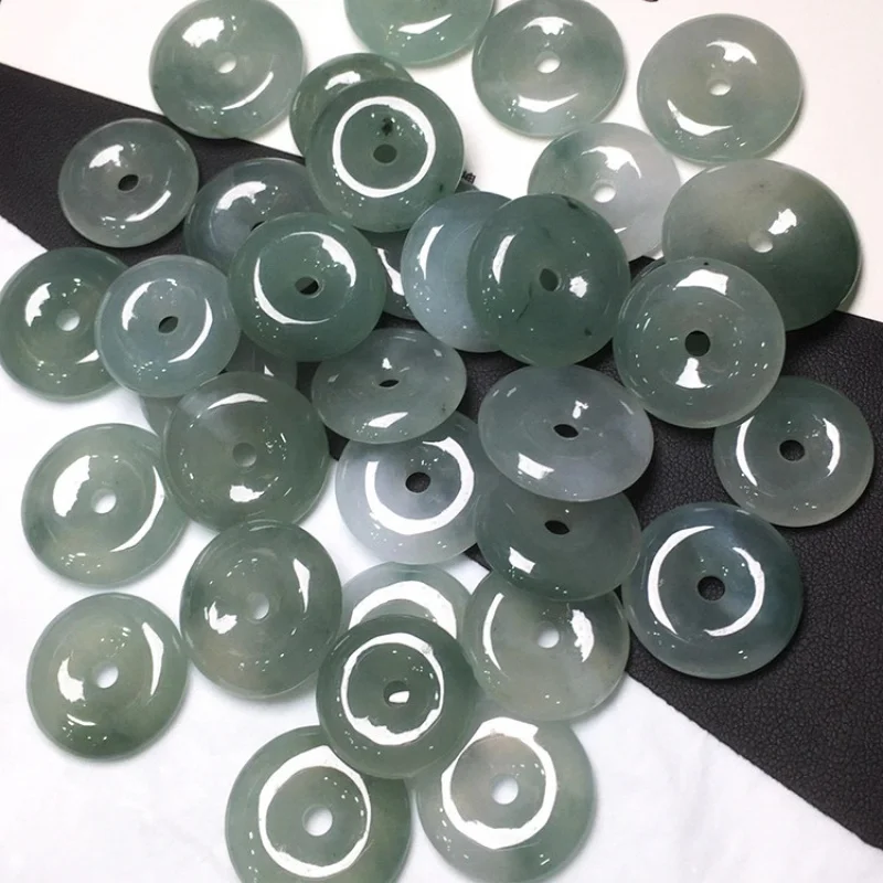 Jadeite Scattered Beads Ice Waxy Kinds Floating Flowers Peace Buckle Bracelet Earrings Jewelry Myanmar Jade Di