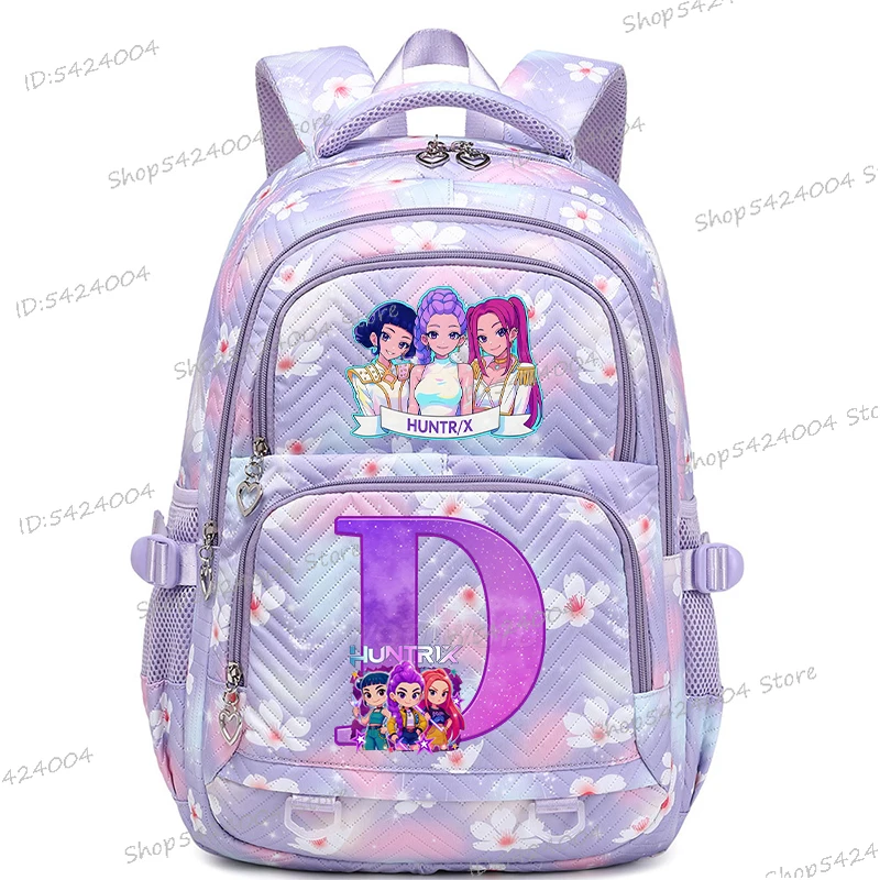 กระเป๋าเป้สะพายหลังลายตัวอักษร A-Z สำหรับเด็กนักเรียน ผู้หญิง ผู้ชาย ลายการ์ตูน อนิเมะ เคป๊อป ของขวัญ