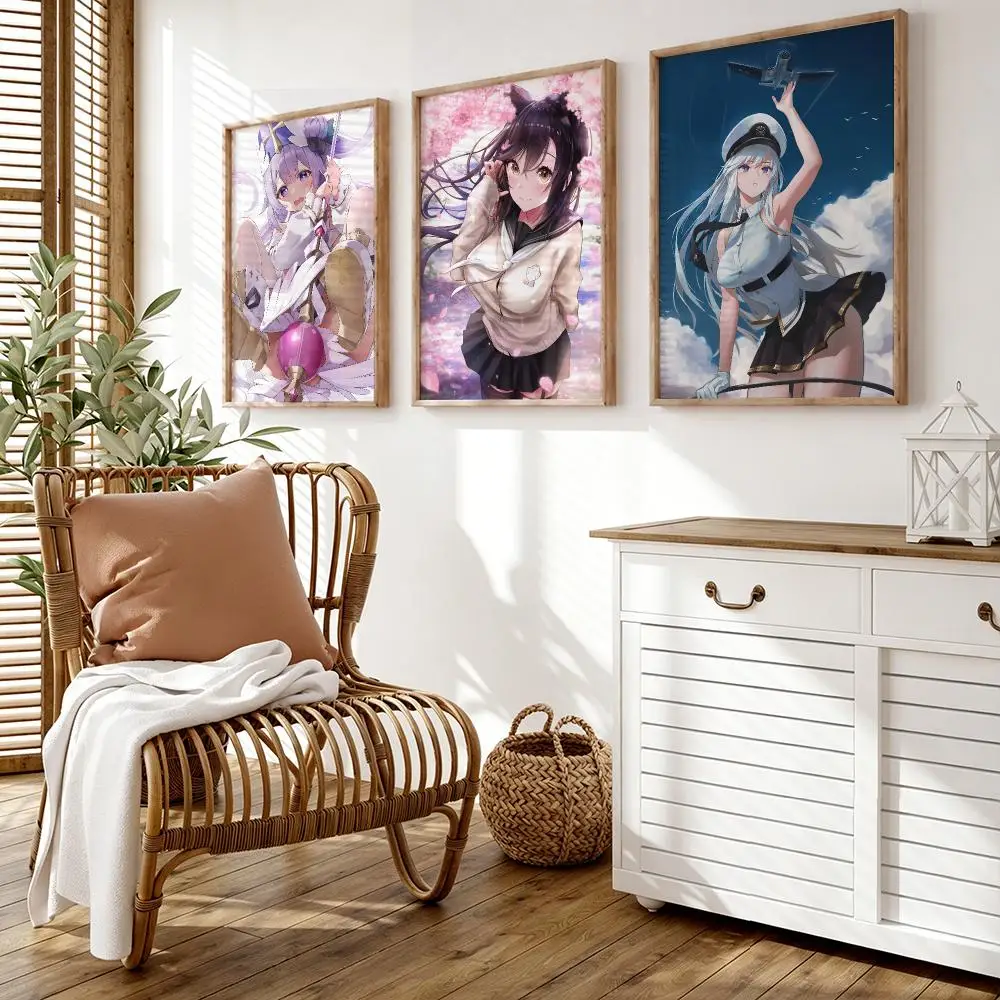 A-Azur Lane Poster Wall Stickers HD Painting Self Adhesive Art Decals for Bedroom Living Room Home Decor