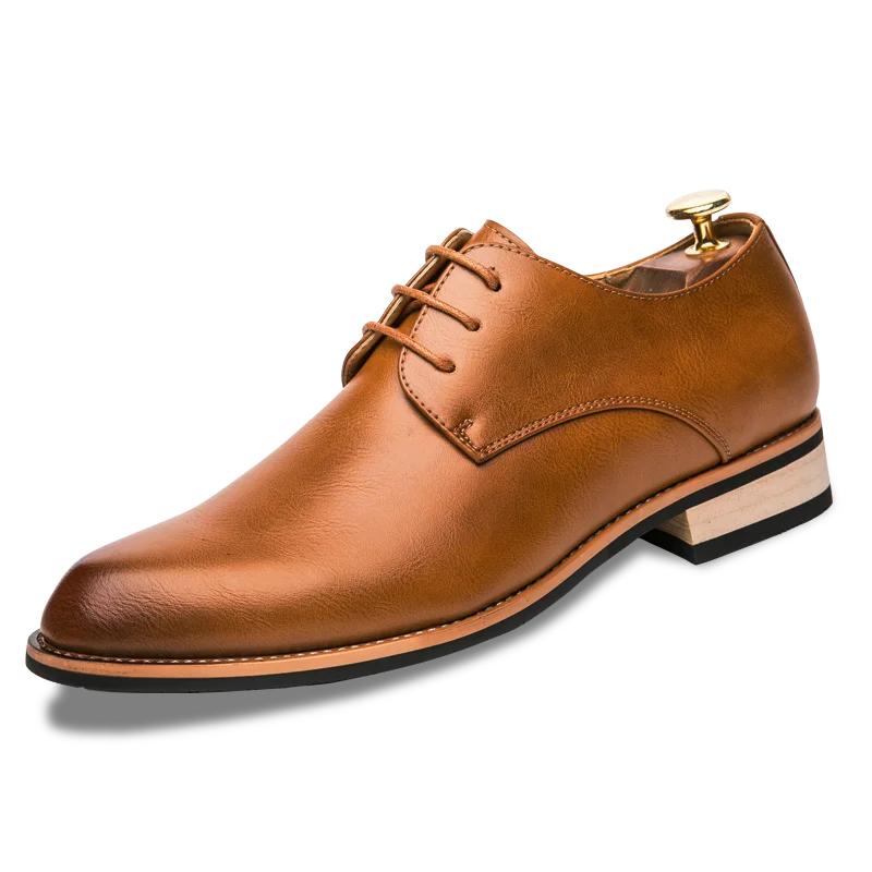English Style Red Classic Men's Leather Casual Shoes Interview Men's Business Shoes Versatile Pointed Groom's Wedding Shoes