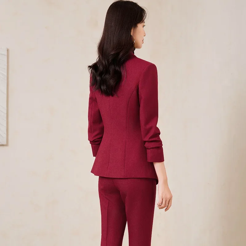 Pop Autumn Winter Women Business Suits With Pants And Jackets Coat Formal OL Styles Pantsuits For Women Blazers Professional