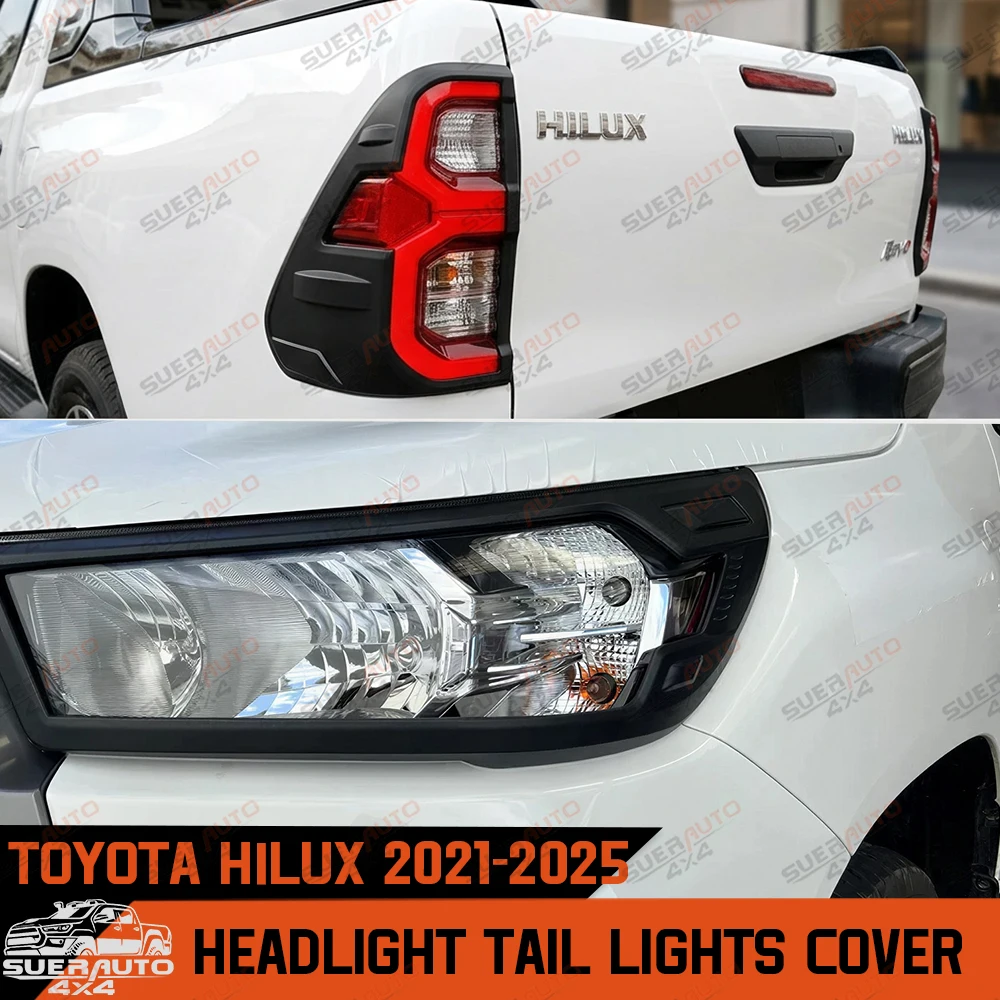

ABS Light Cover Trims Surround Cover For Toyota Hilux Revo 2021-2025 Headlight Tail Light Cover Car Accessories