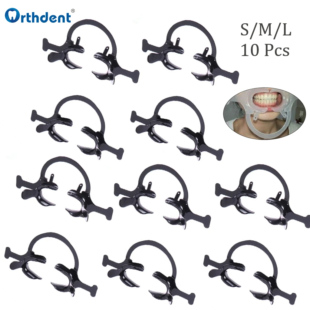 

10 Pcs Dental Orthodontic Mouth Opener C-Shape with Handle Intraoral Cheek Lip Retractor Spreader Black Dentistry Accessories